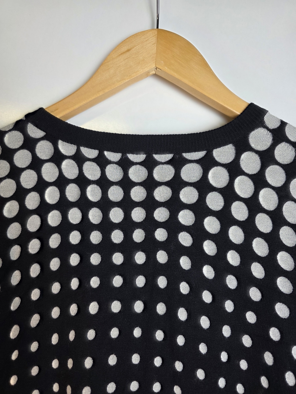 Spense Knits Black & White Polka Dot Button Front Cardigan XL Cottagecore - Picture 7 of 8